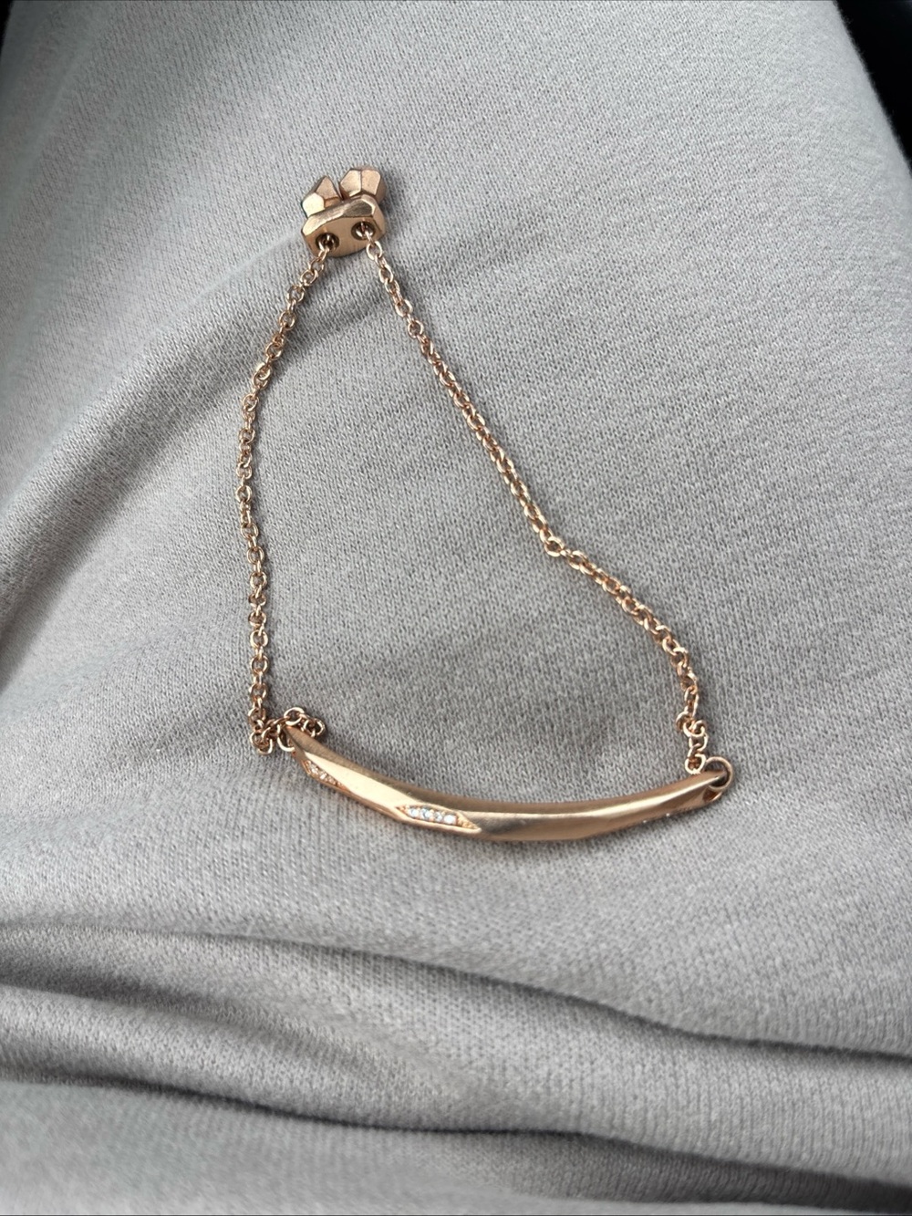 Kendra Scott Angela Faceted Rose Gold Curved Bar Bracelet with Pavé Stones